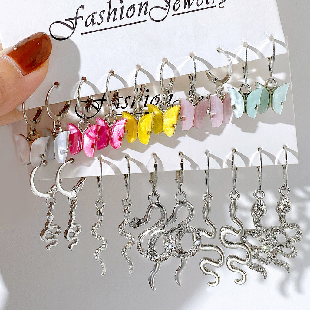 Damen Ohrringe-Set mit verschiedenen Schmetterlingsdesigns Shop Nory