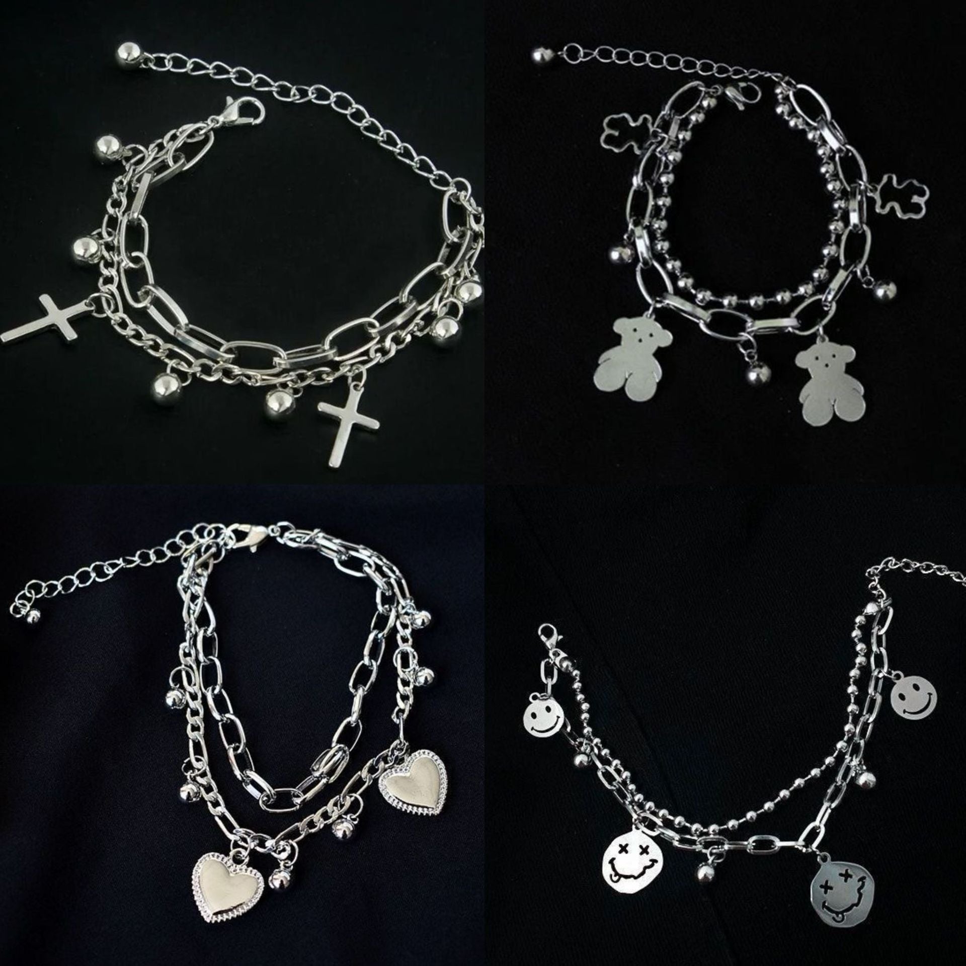 Damen Charm-Armband aus hochwertigem Edelstahl mit verspieltem Bären-Anhänger Shop Nory