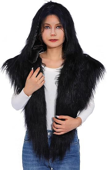 Damen Kapuzen‑Schalweste aus langflorigem Kunstpelz Shop Nory