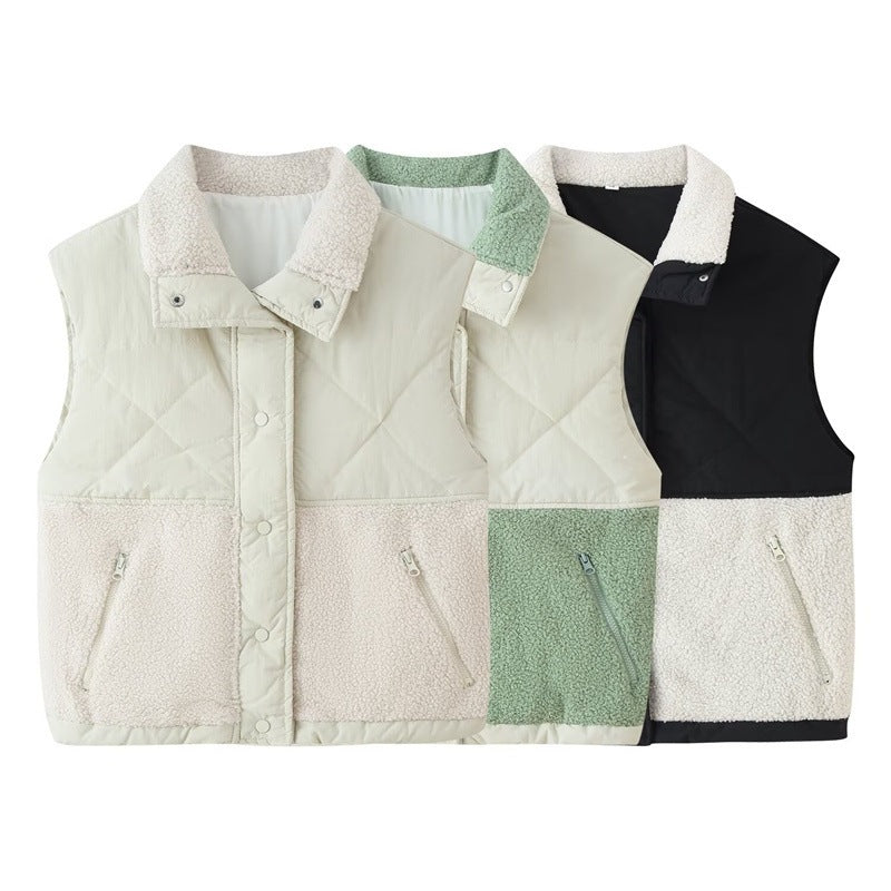 Damen Steppweste mit Teddyfleece-Einsatz, Stehkragen und Reißverschlusstaschen Shop Nory