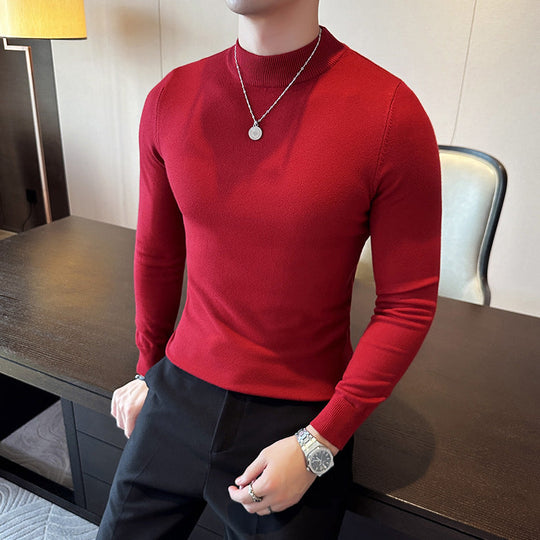 Herren modischer Pullover mit hohem Kragen und eleganter Passform