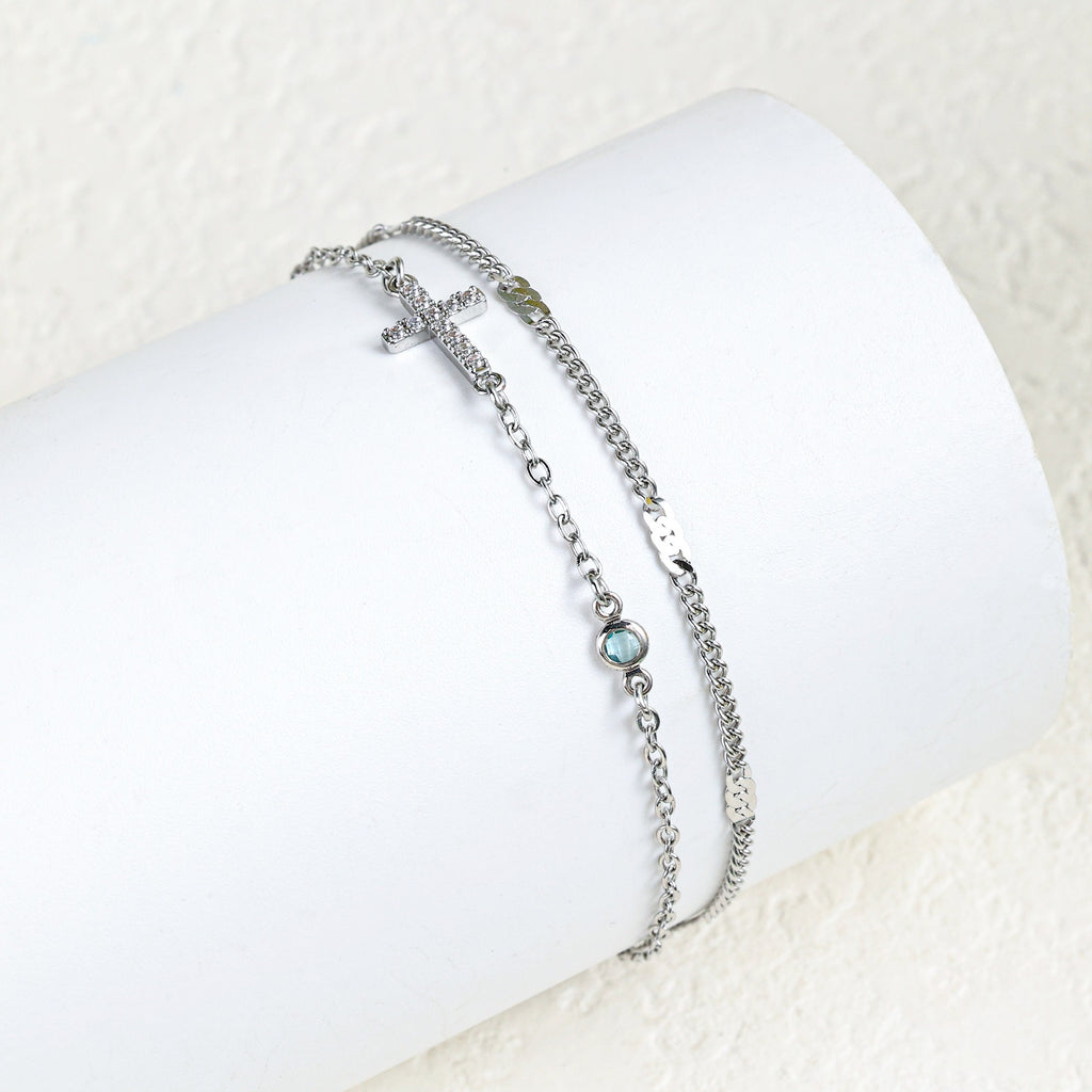Damenarmband mit christlichem Kreuz und funkelnden Strasssteinen Shop Nory