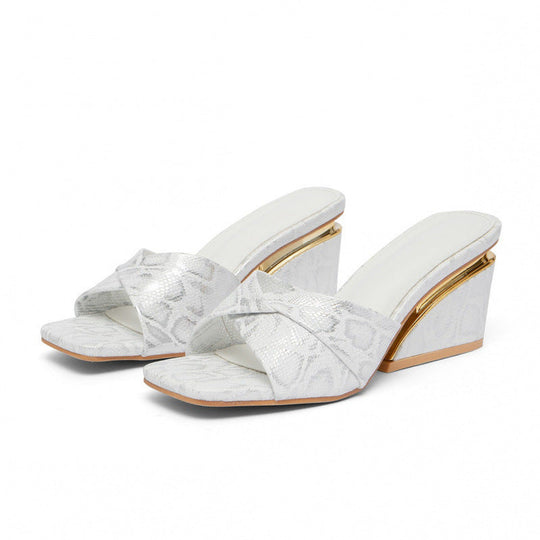 Damen Elegante Mules mit auffälligem Schlange-Design und stabilen Blockabsätzen Shopnory