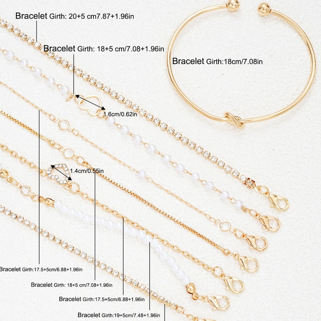 Damen Armband-Set mit funkelnden Kristallen und eleganten Perlen Shop Nory