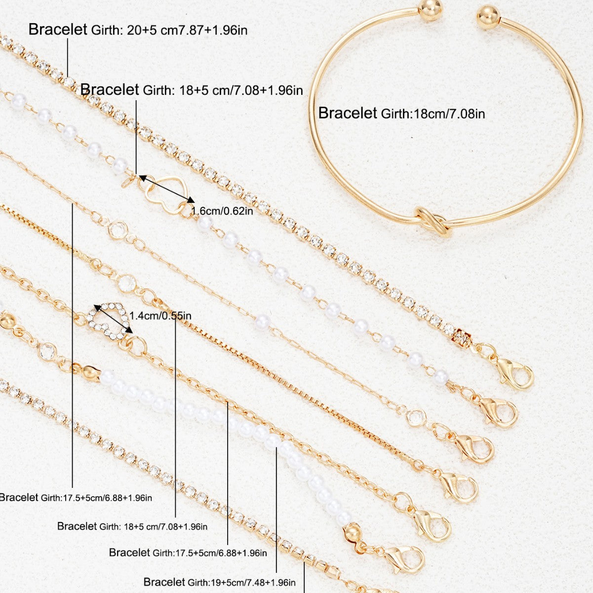 Damen Armband-Set mit funkelnden Kristallen und eleganten Perlen Shop Nory