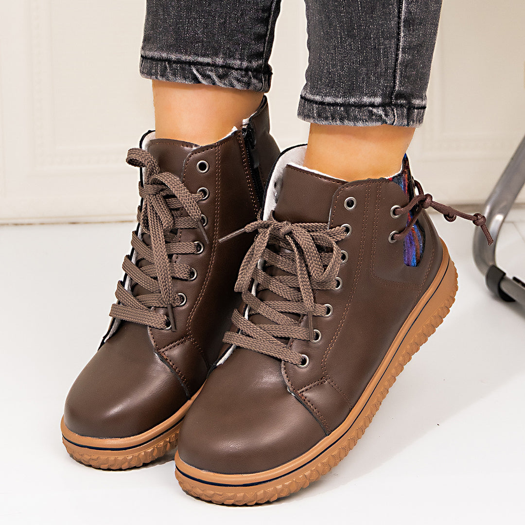 Damen gefütterte Schnür-Stiefelette mit seitlichem Reißverschluss und profilierter Gummisohle Shop Nory