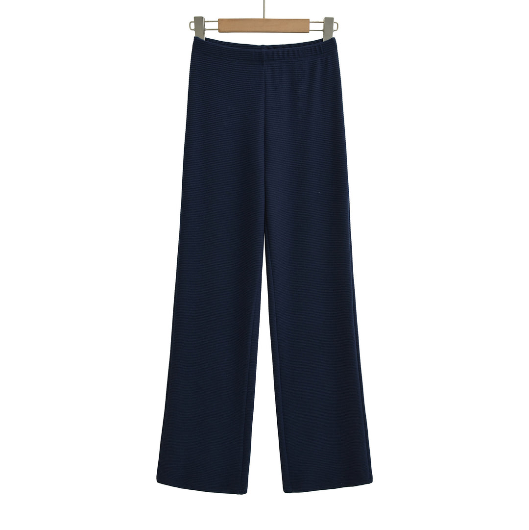 Damen Weite Strickhose mit Waffelstruktur und hohem Bund Shop Nory