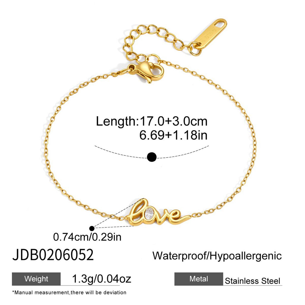 Damen Armband mit eleganter "Love"-Prägung aus hypoallergenem Edelstahl Shop Nory