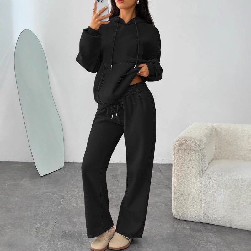 Damen Oversized Hoodie-Set mit Kängurutasche und weiter Palazzohose Shop Nory