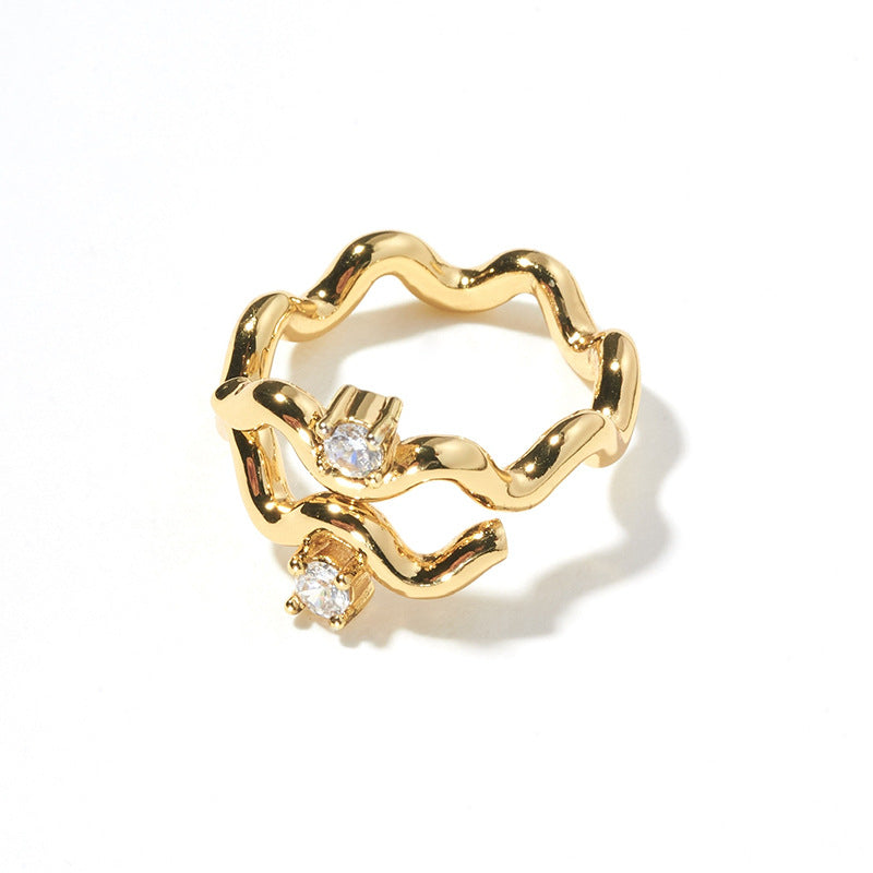 Damen Wellenring mit funkelnden Zirkonia Shop Nory