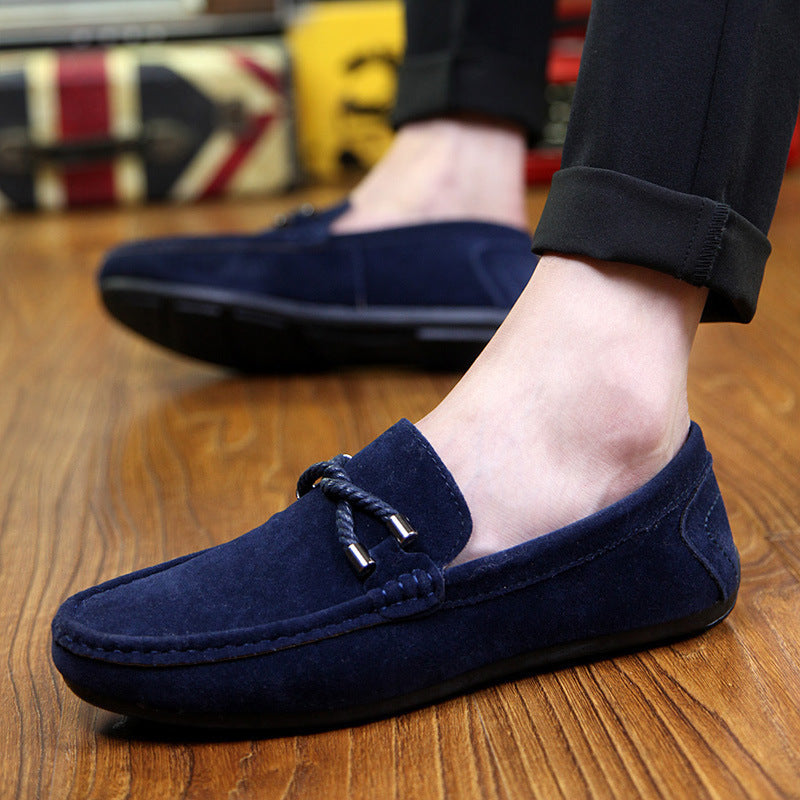 Damen weicher Veloursleder Mokassin Loafer mit geflochtener Dekorschnur und flexibler Gummisohle Shop Nory