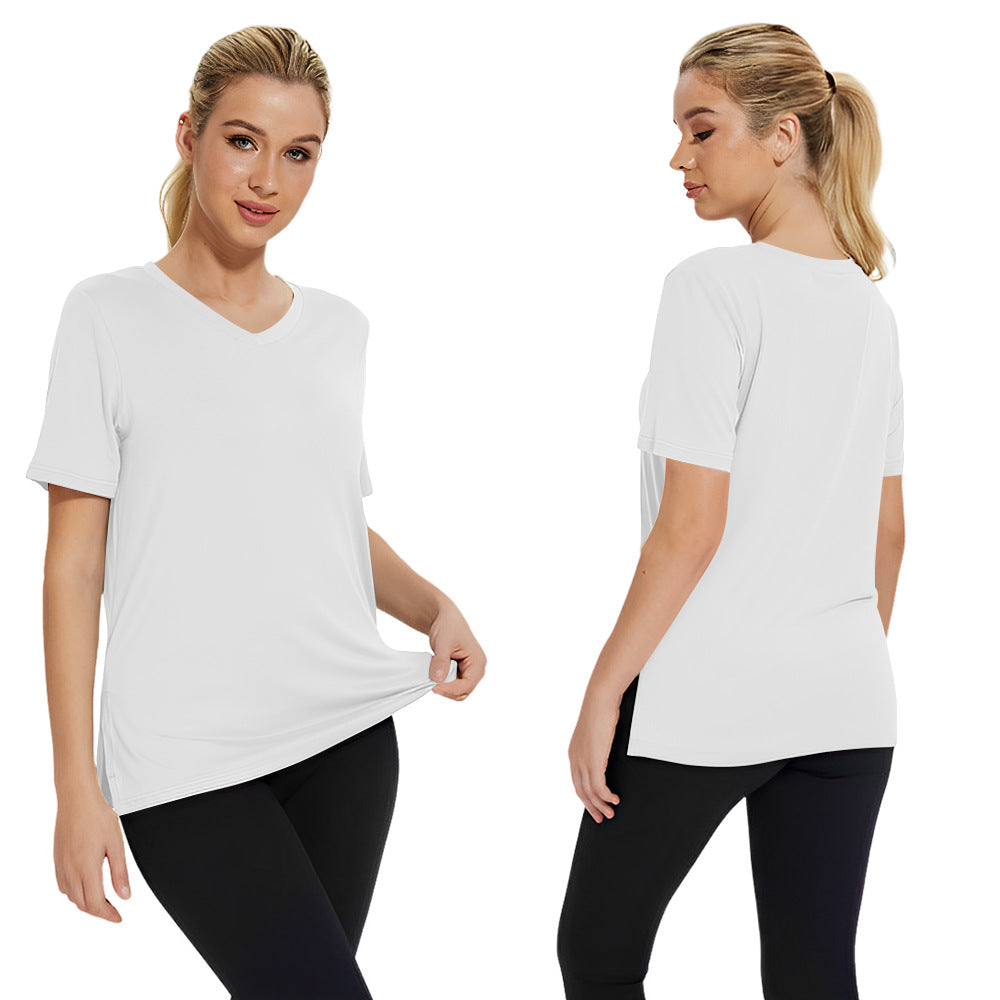 Damen Funktionales V-Ausschnitt Sportshirt mit atmungsaktiver Technologie Shopnory