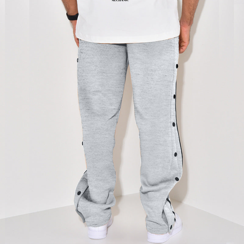 Herren Snap-Trackhose mit seitlichem Kontraststreifen, Druckknopf-Leiste und elastischem Bund Shop Nory