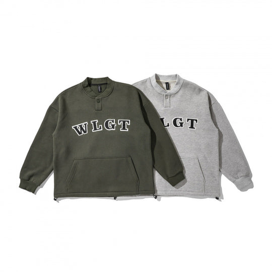 Unisex Oversize-Sweatshirt mit Henley-Knopfleiste, Kängurutasche und Tunnelzugsaum Shop Nory