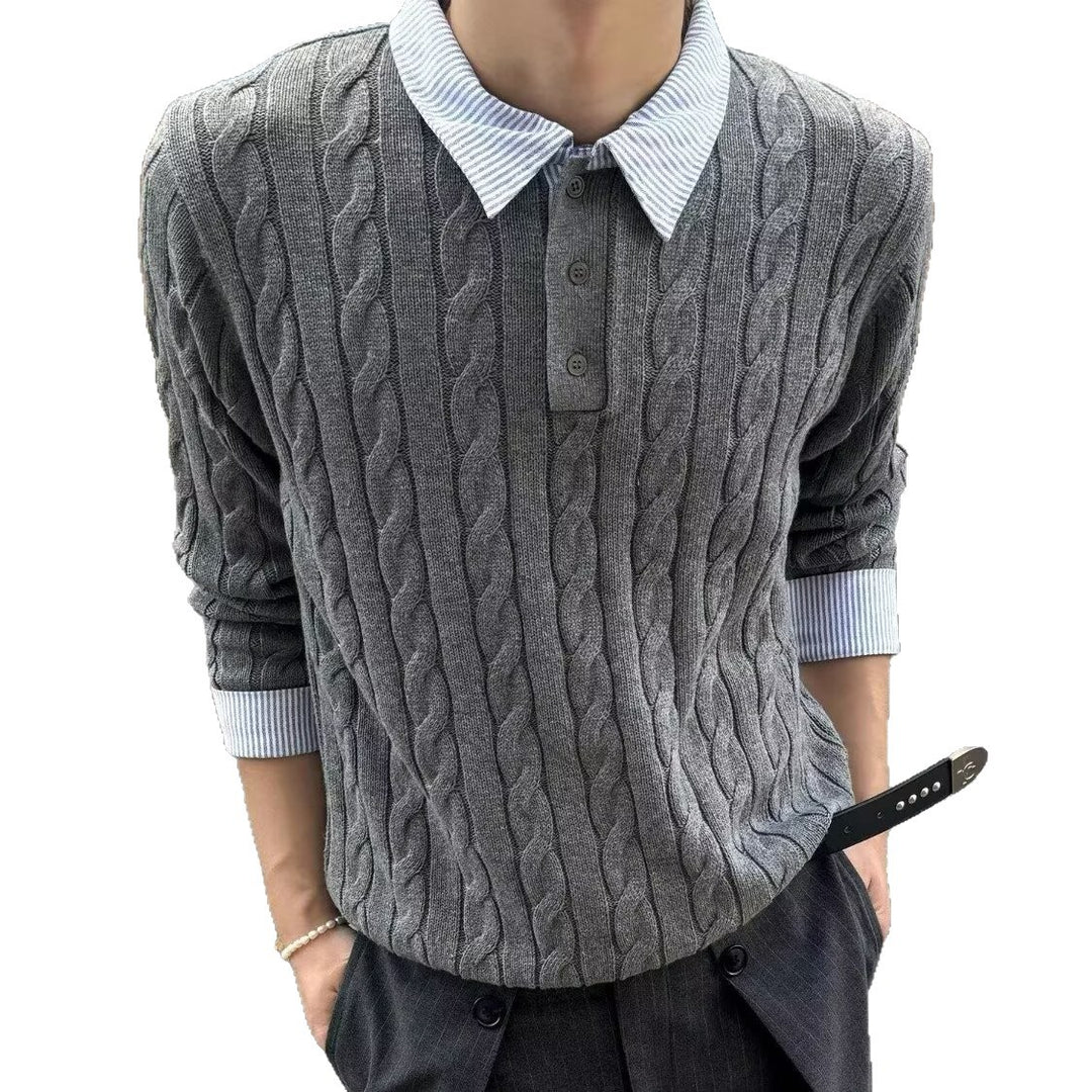 Damen Modischer Grobstrickpullover mit attraktivem Hemdkragen Shop Nory