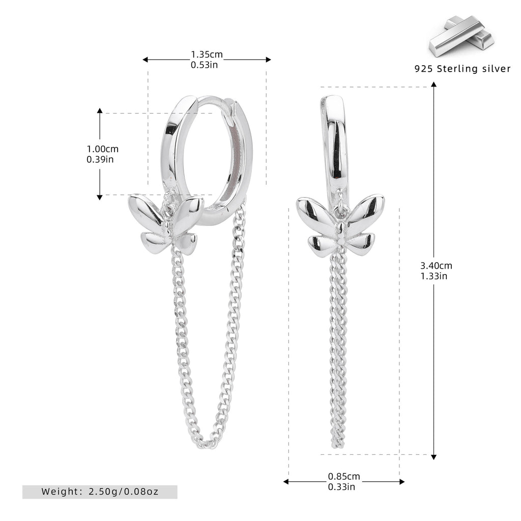 Damen Ohrhänger mit filigranen Schmetterlingsanhängern aus 925 Sterling Silber Shop Nory