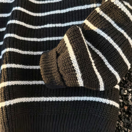 Unisex Grobgestrickter Oversize-Pullover mit halbem Reißverschluss und Polokragen Shop Nory