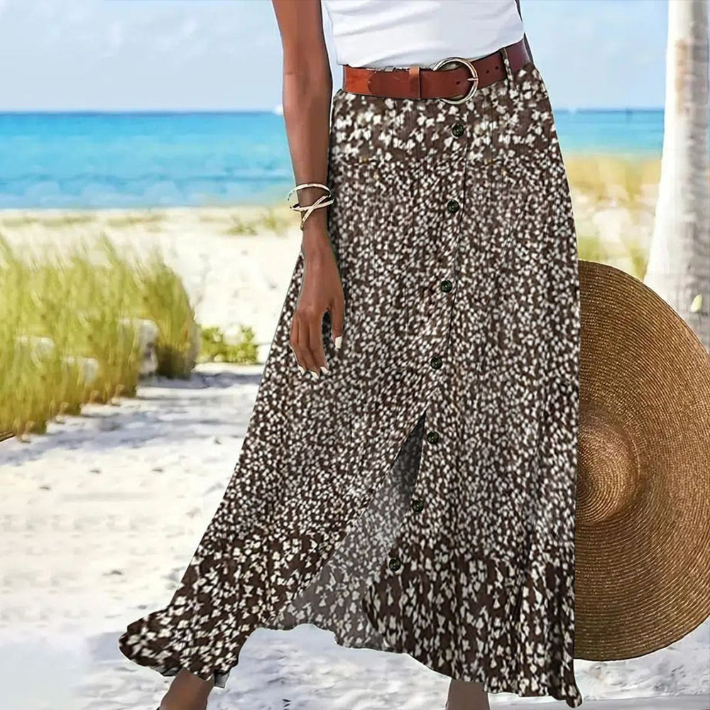 Damen Maxi-Rock mit Knopfleiste und floralem Design Shopnory