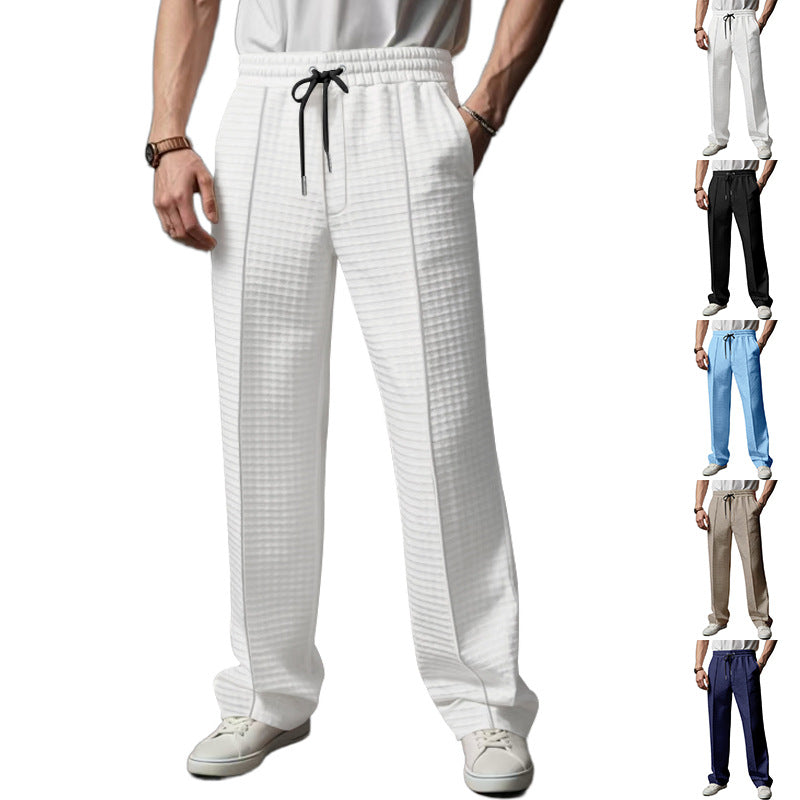 Herren Relaxed-Fit Freizeit-Hose mit strukturierter Karooptik, elastischem Bund & Kordelzug Shop Nory
