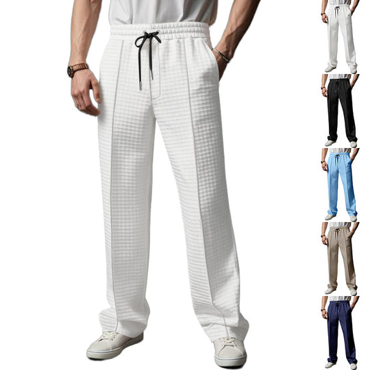 Herren Relaxed-Fit Freizeit-Hose mit strukturierter Karooptik, elastischem Bund & Kordelzug Shop Nory