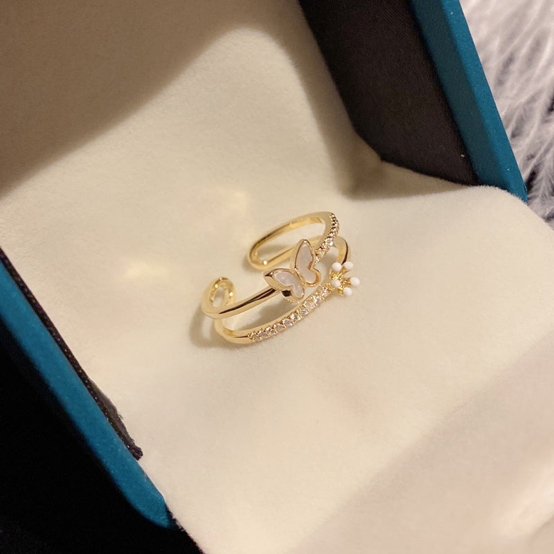 Damen Offener Ring mit filigranem Schmetterlingsdesign Shop Nory