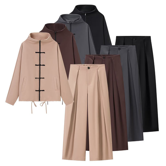 Damen leichte Boxy-Jacke mit Stehkragen, Zipper-Front, Kordelzug und dekorativen Knotenverschlüssen Shop Nory