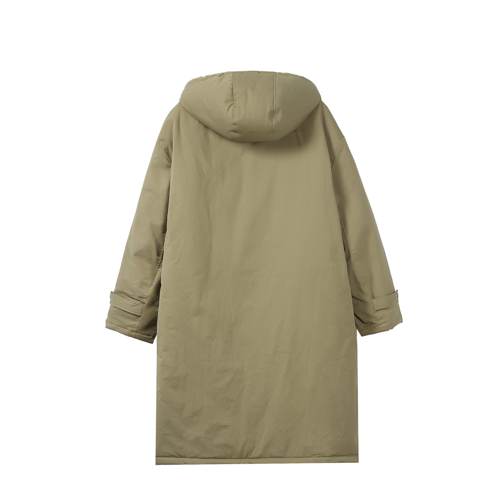 Damen Lange gefütterte Thermo-Parka im Oversize-Schnitt mit verdeckter Front Shop Nory