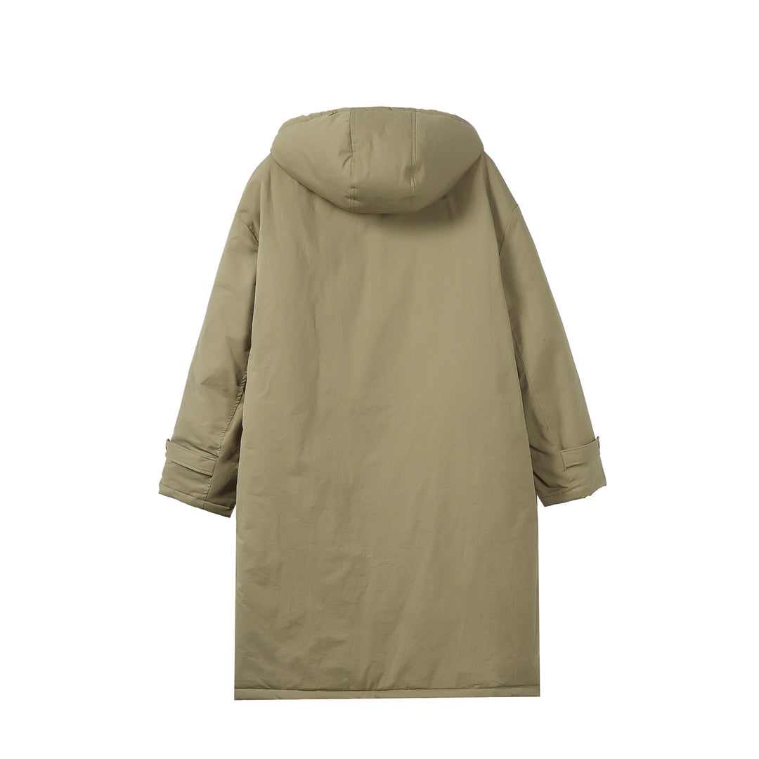 Damen Lange gefütterte Thermo-Parka im Oversize-Schnitt mit verdeckter Front Shop Nory