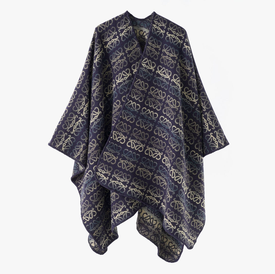 Damen Überwurfcape im Jacquard-Strick mit Allover-Monogramm und weichem Fall Shop Nory