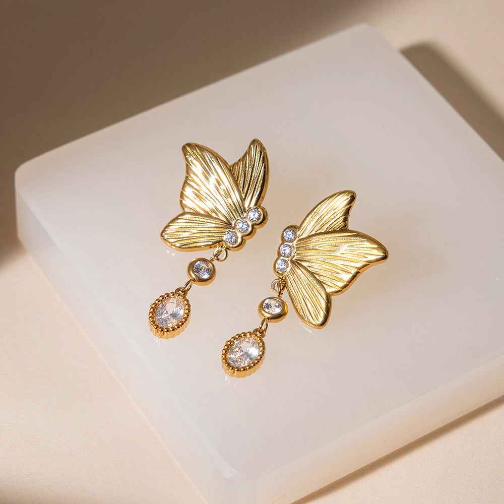 Damen Ohrhänger mit elegantem Blatt-Design und funkelnden Kristallakzenten Shop Nory