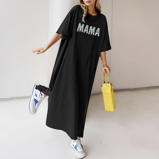 Damen nan florales Statement-Maxikleid im Oversize-T-Shirt-Stil mit Rundhalsausschnitt Shop Nory