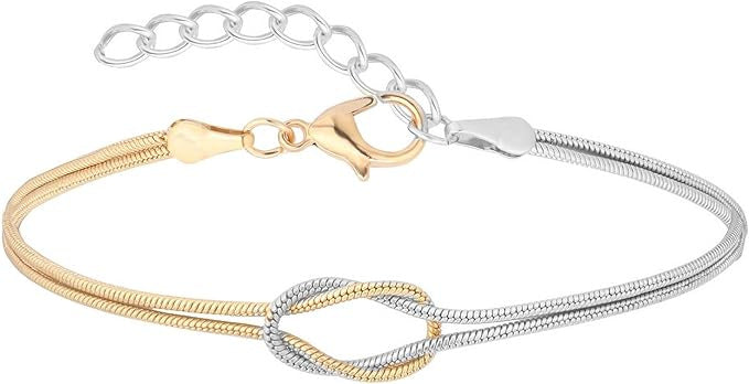 Damen Armband mit elegantem Knoten-Design und doppeltem Gliederketten-Layout Shop Nory