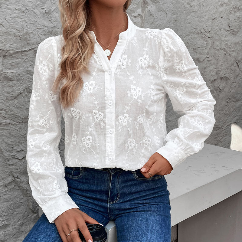 Damen Bluse mit feiner Stickerei