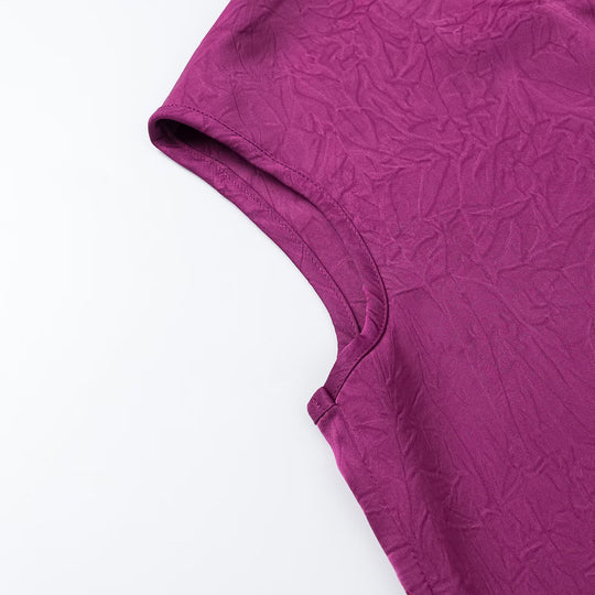 Damen Ärmellose Crinkle-Bluse mit Knopfleiste und besticktem V-Ausschnitt Shop Nory