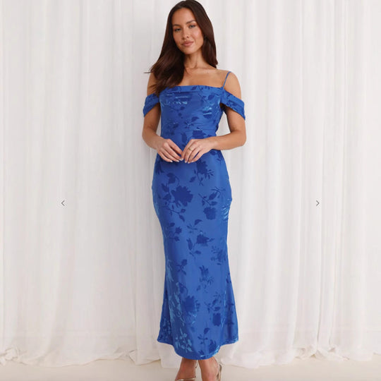 Damen Etuikleid mit romantischen Schulterträgern und floralem Design