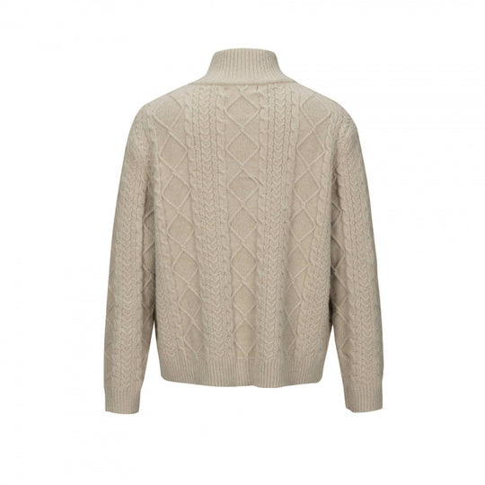 Herren Zopfmuster-Strickjacke mit durchgehendem Reißverschluss und hohem Rippkragen Shop Nory