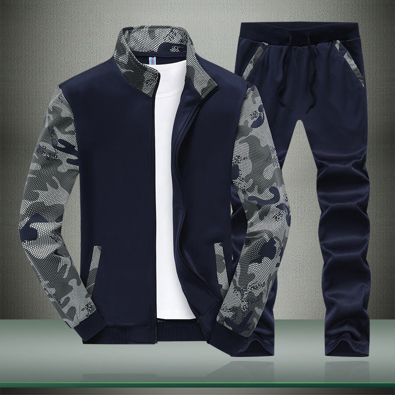 Herren Sportives Trainingsanzug-Set aus Funktionssoftshell mit Camouflage-Ärmeln und regulierbarer Joggerhose Shop Nory