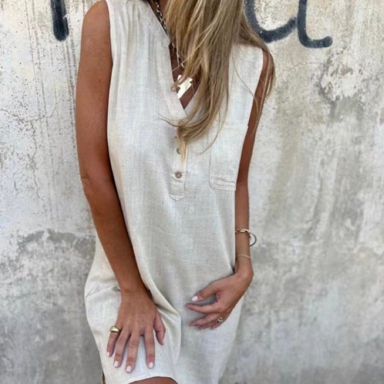 Damen Lässiges Viskose Sommerkleid mit Knopfdetails Shopnory