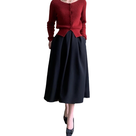 Damen Eleganter Maxirock mit Falten Shop Nory