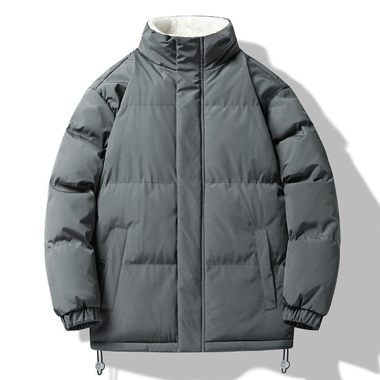 Herren weit geschnittene wattierte Steppjacke mit hochschließendem Kragen und Sherpa-Innenkragen Shop Nory
