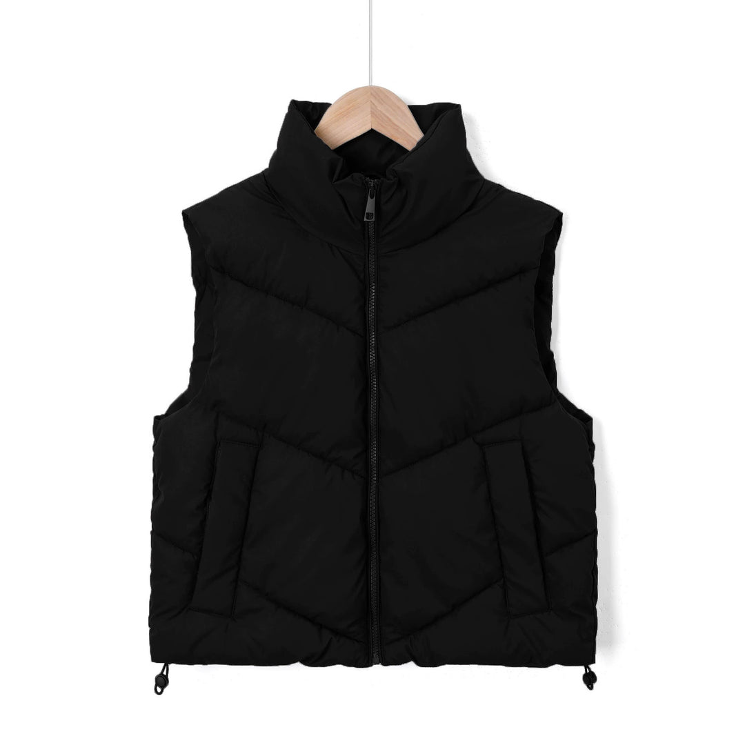 Damen Ärmellose gesteppte Thermoweste mit hohem Standkragen und Kordelzug Shop Nory