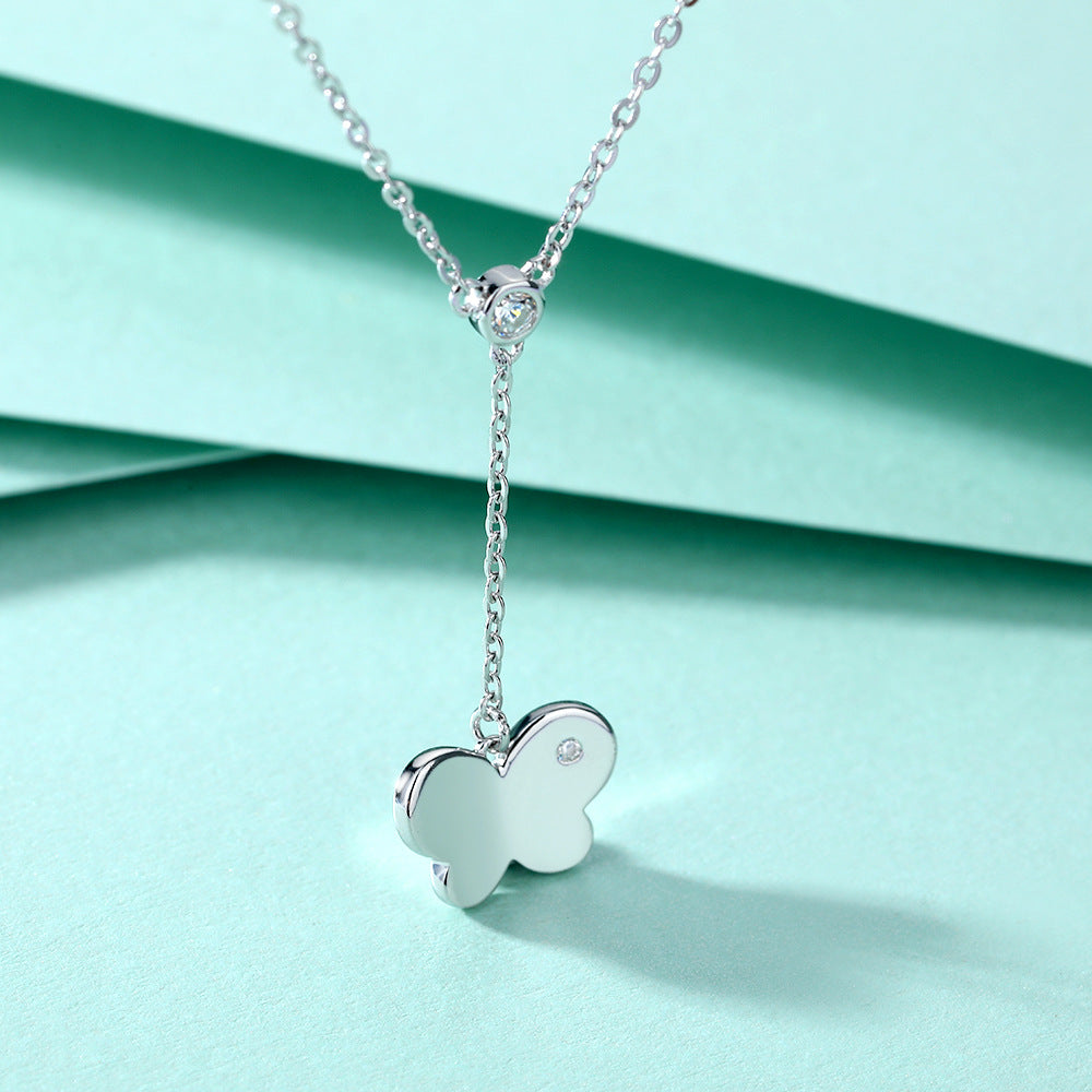 Damen Halskette mit Schmetterlingsdesign und funkelnden Kristallen Shop Nory