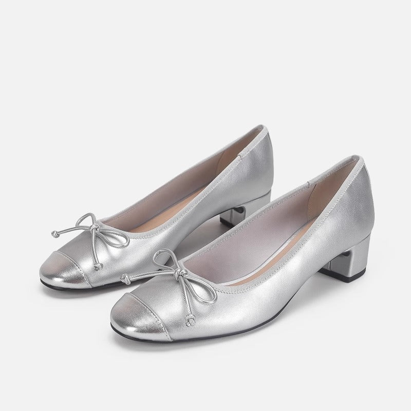 Damen Ballerinas mit elegantem Schleifendetail und glänzendem Obermaterial