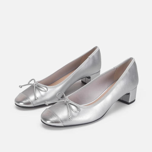 Damen Ballerinas mit elegantem Schleifendetail und glänzendem Obermaterial