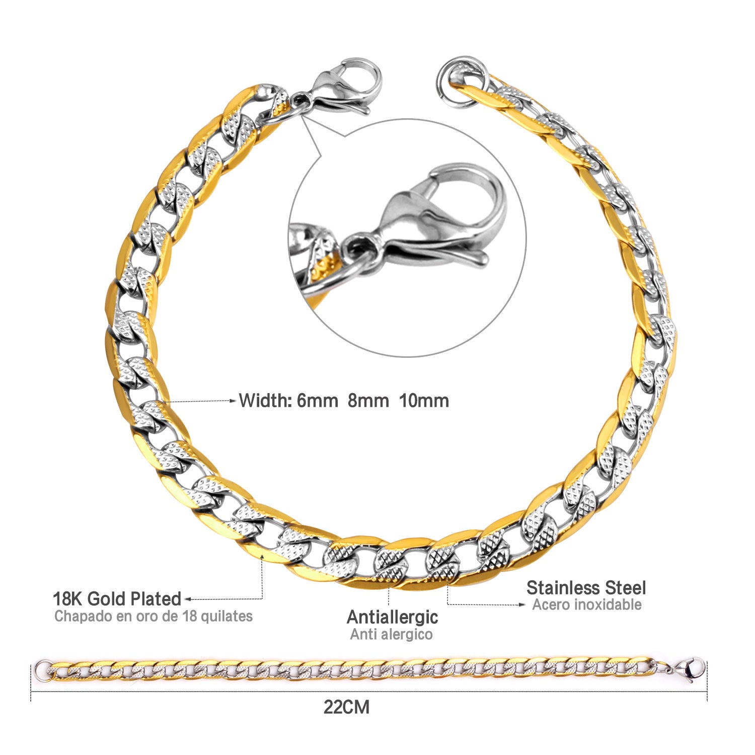Damen Edelstahl Armband mit goldplattierten Akzenten Shop Nory