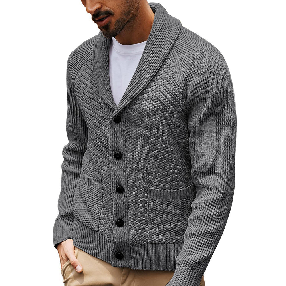 Herren Strickjacke mit Schalkragen und Taschen