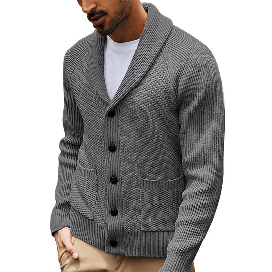 Herren Strickjacke mit Schalkragen und Taschen