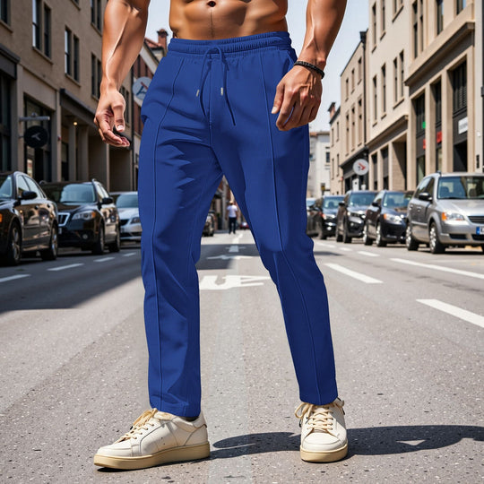 Herren elegante Freizeithose mit elastischem Bund und seitlichen Taschen