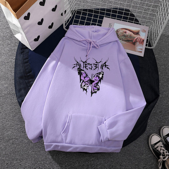 Damen nan leichter Oversize Kapuzenpullover mit Herz‑EKG‑Motiv, langen Kordeln und elastischem Bund Shop Nory