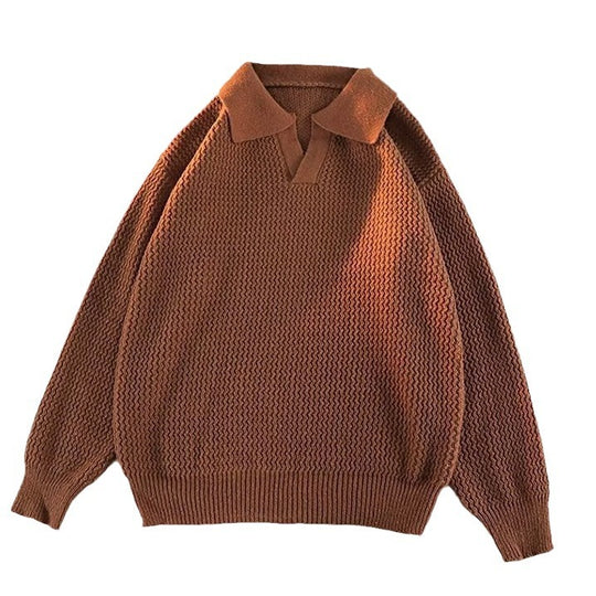 Herren Modischer Grobstrickpullover mit V-Ausschnitt und Schulterüberschuss Shop Nory
